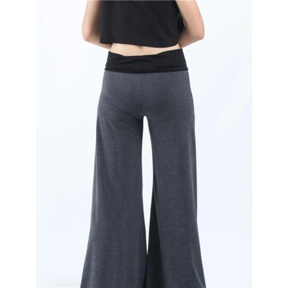 High Waisted Wide Leg Yoga Pants with Contrast Waistband - Picture 5 of 16